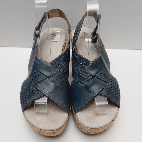 PLANET by EARTH Dawson Open Toe Wedge Slingback Sandals Blue Sz 9 M - Picture 6 of 13